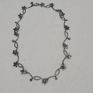 Vintage Israel Sterling Silver And Gemstone Necklace